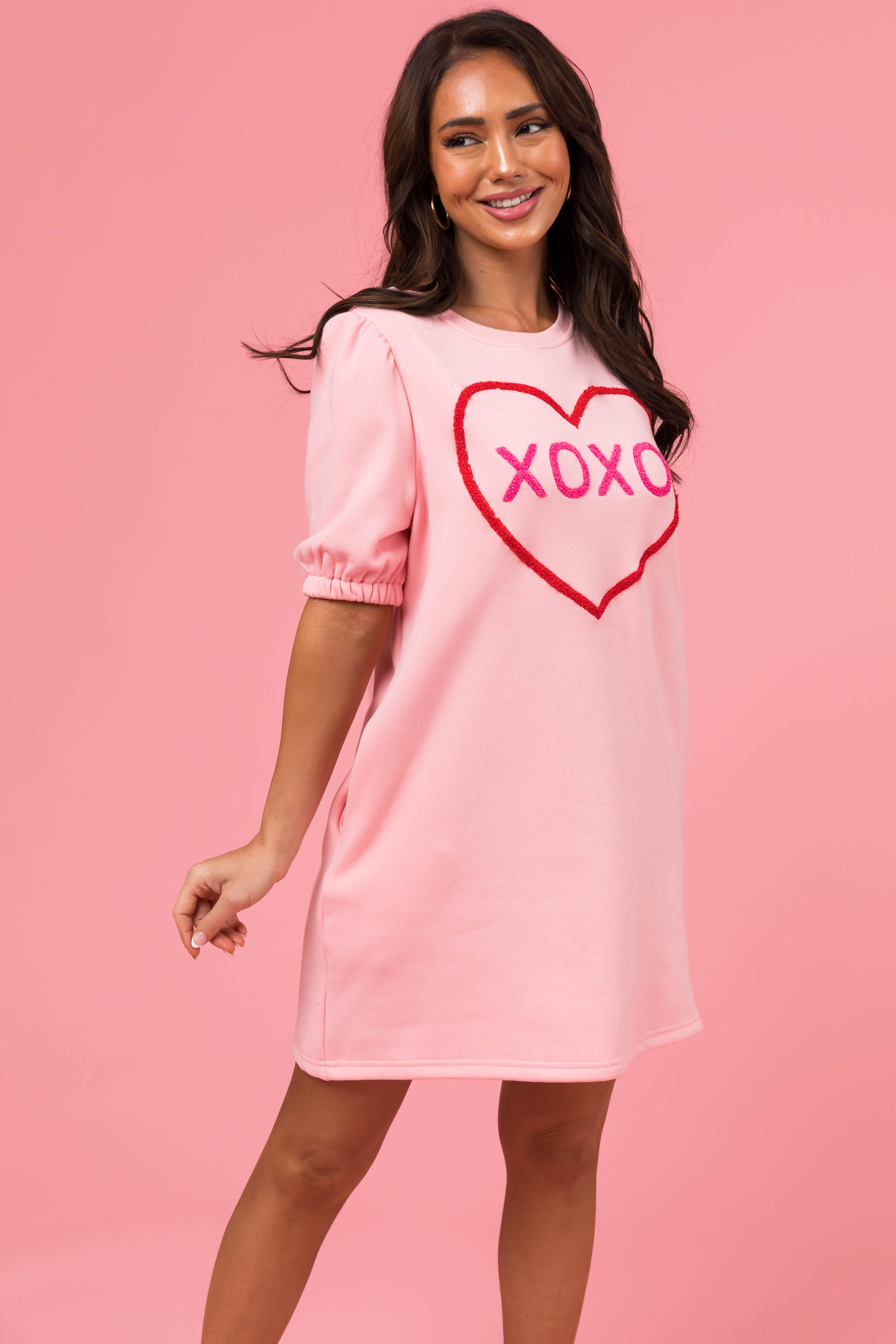 Cherry Blossom 'XOXO' Half Sleeve Fleece Dress