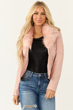 Cherry Blossom Zip Up Faux Leather Jacket