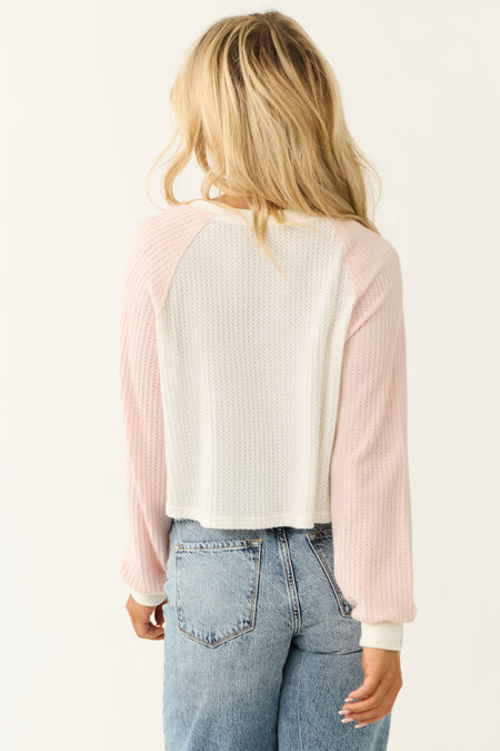 Cherry Blossom and Ivory Long Sleeve Henley Top