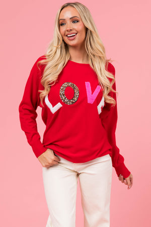 Cherry 'LOVE' Graphic Lightweight Sweater