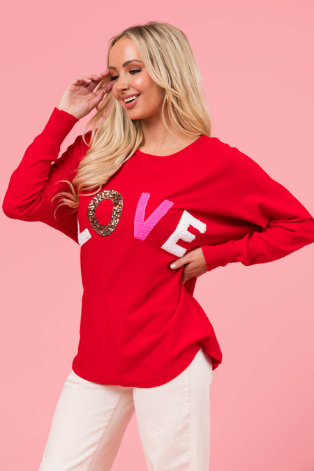 Cherry 'LOVE' Graphic Lightweight Sweater