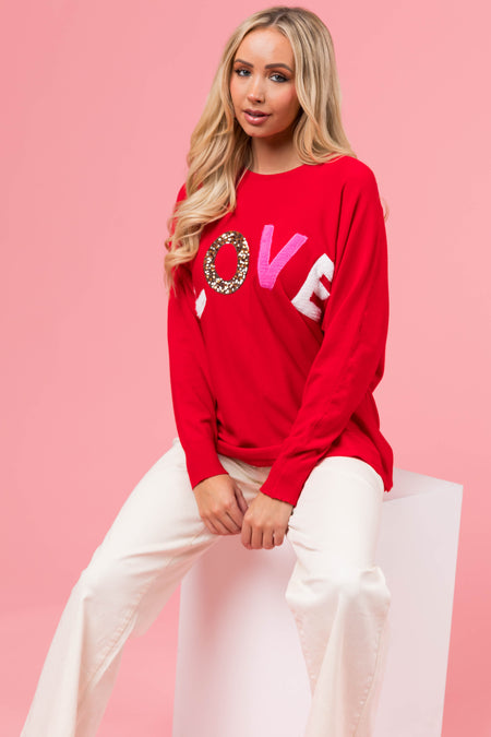 Cherry 'LOVE' Graphic Lightweight Sweater