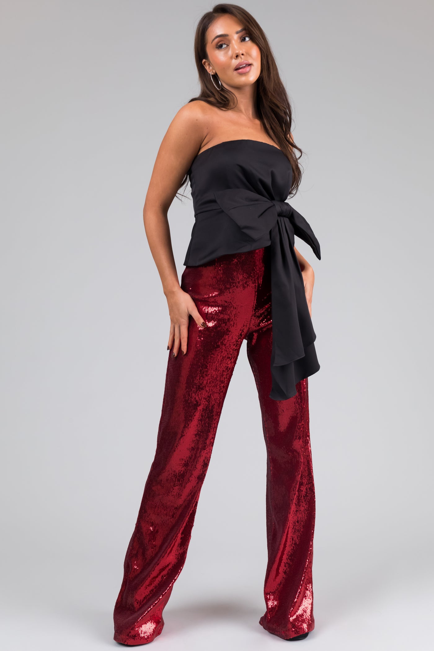 Sequined Pants - Cerise - Ladies