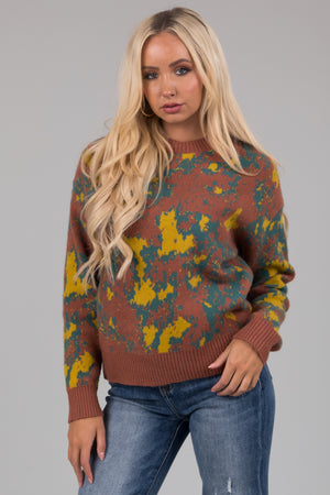 Chestnut Abstract Print Long Sleeve Sweater