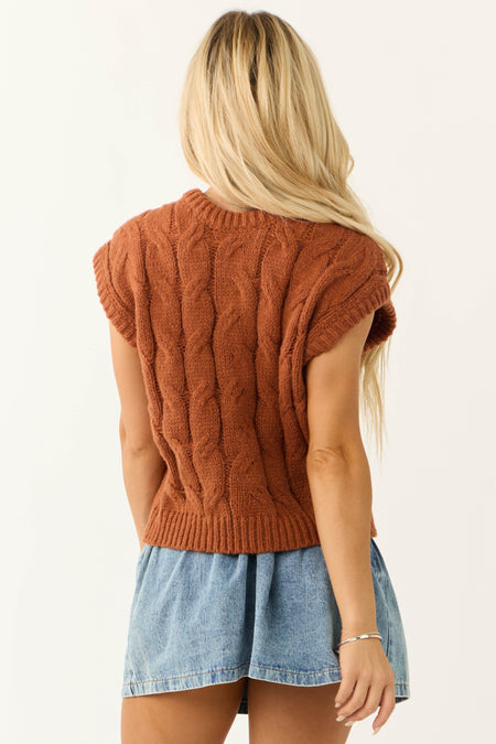 Cinnamon Cable Knit Sweater Vest