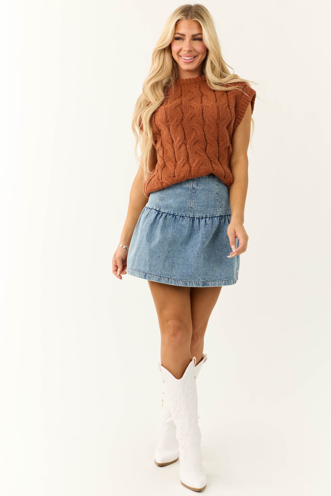 Cinnamon Cable Knit Sweater Vest