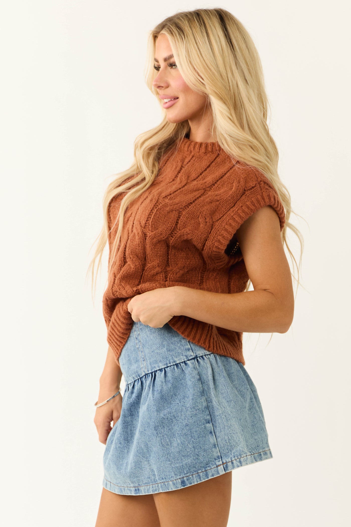 Cinnamon Cable Knit Sweater Vest