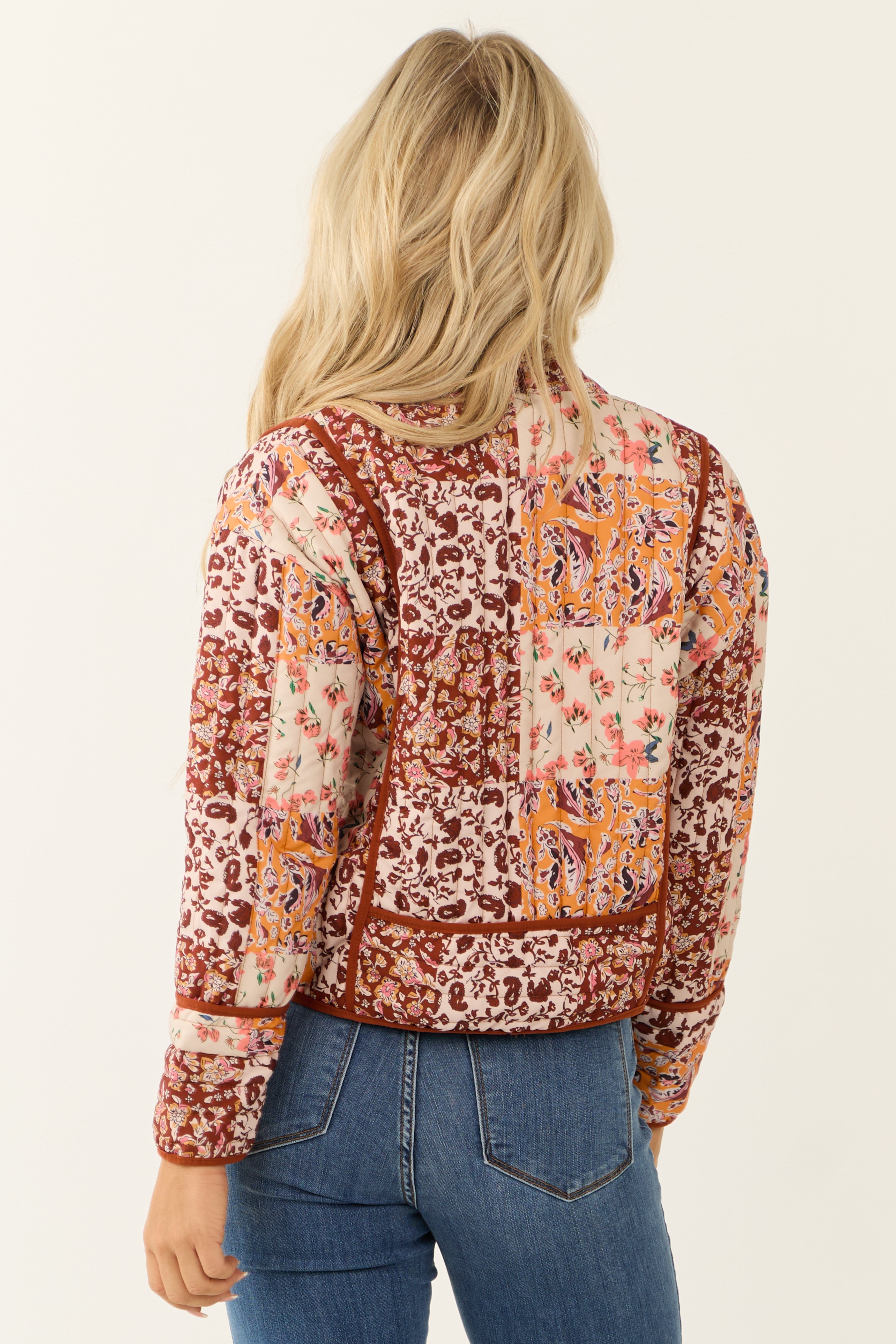 Cinnamon Floral Multiprint Quilted Jacket