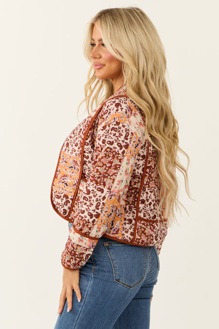 Cinnamon Floral Multiprint Quilted Jacket