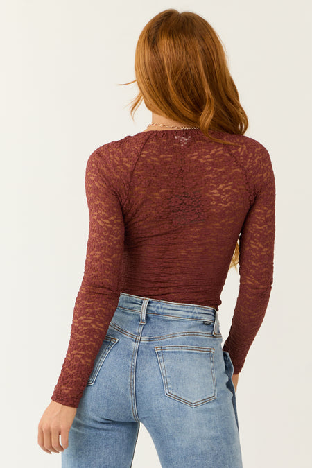 Cinnamon Lace Scoop Neck Bodysuit