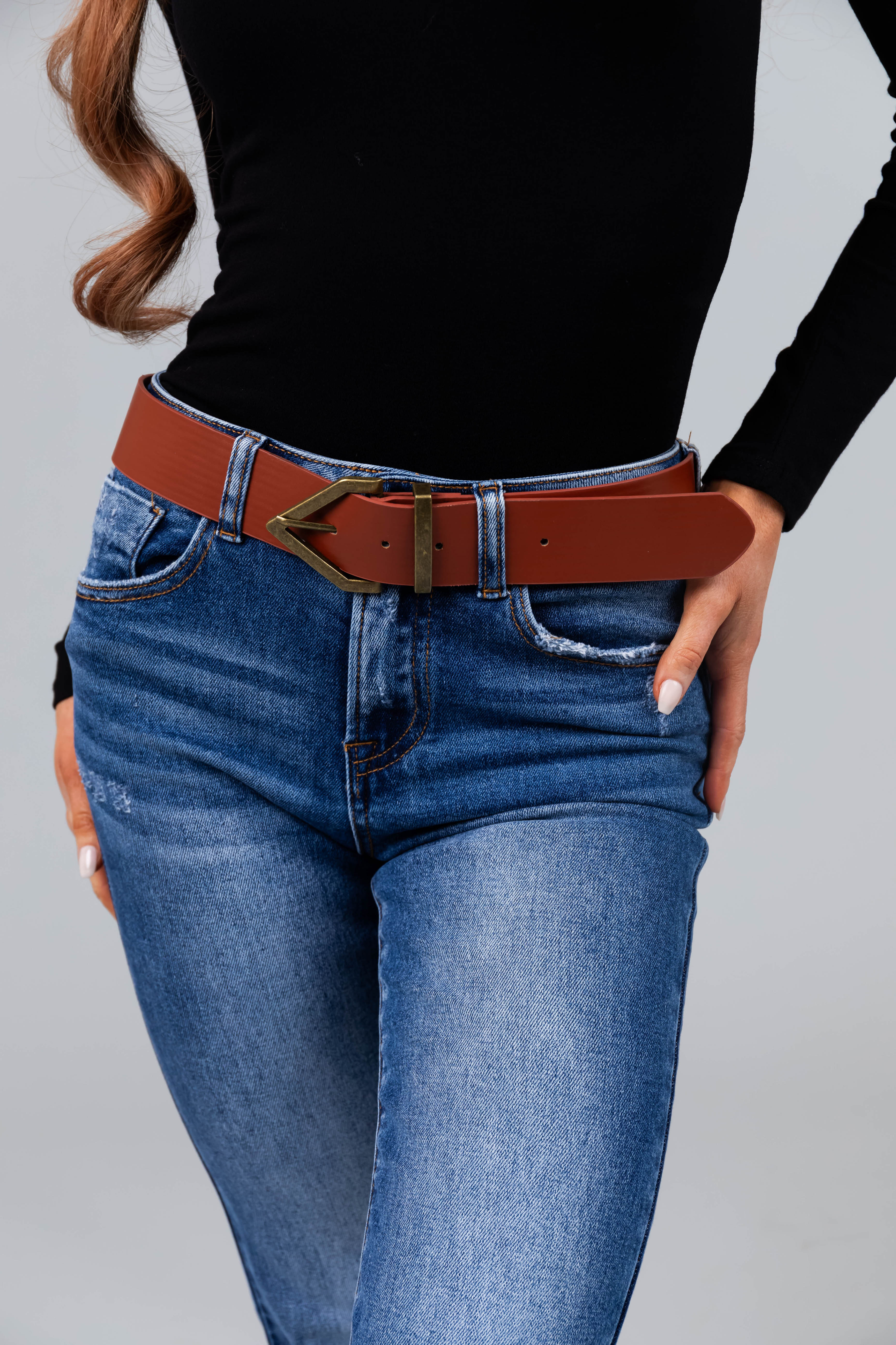 Cinnamon Diamond Pointed Buckle Belt