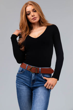 Cinnamon Diamond Pointed Buckle Belt