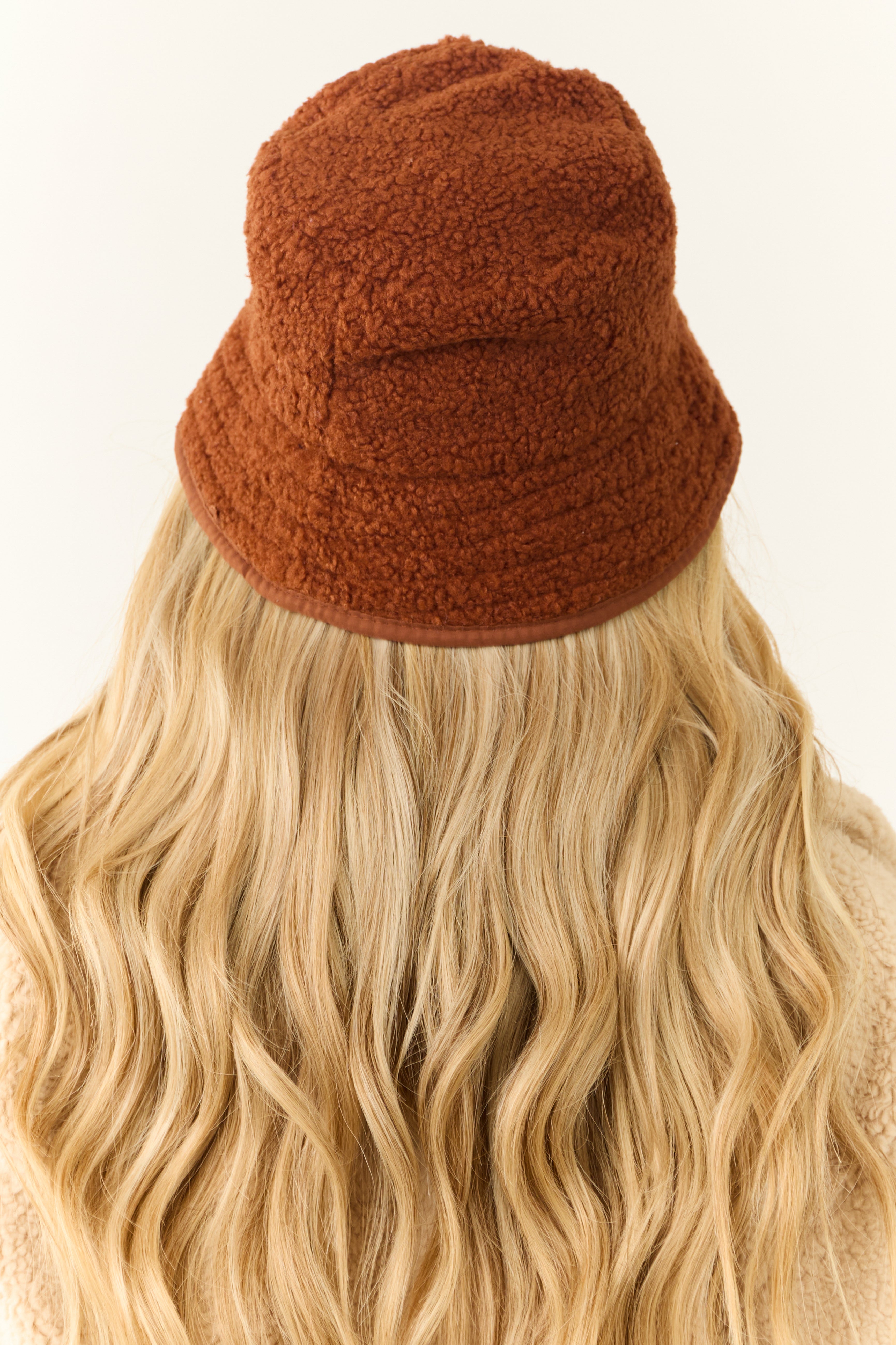 Cinnamon Sherpa Textured Bucket Hat