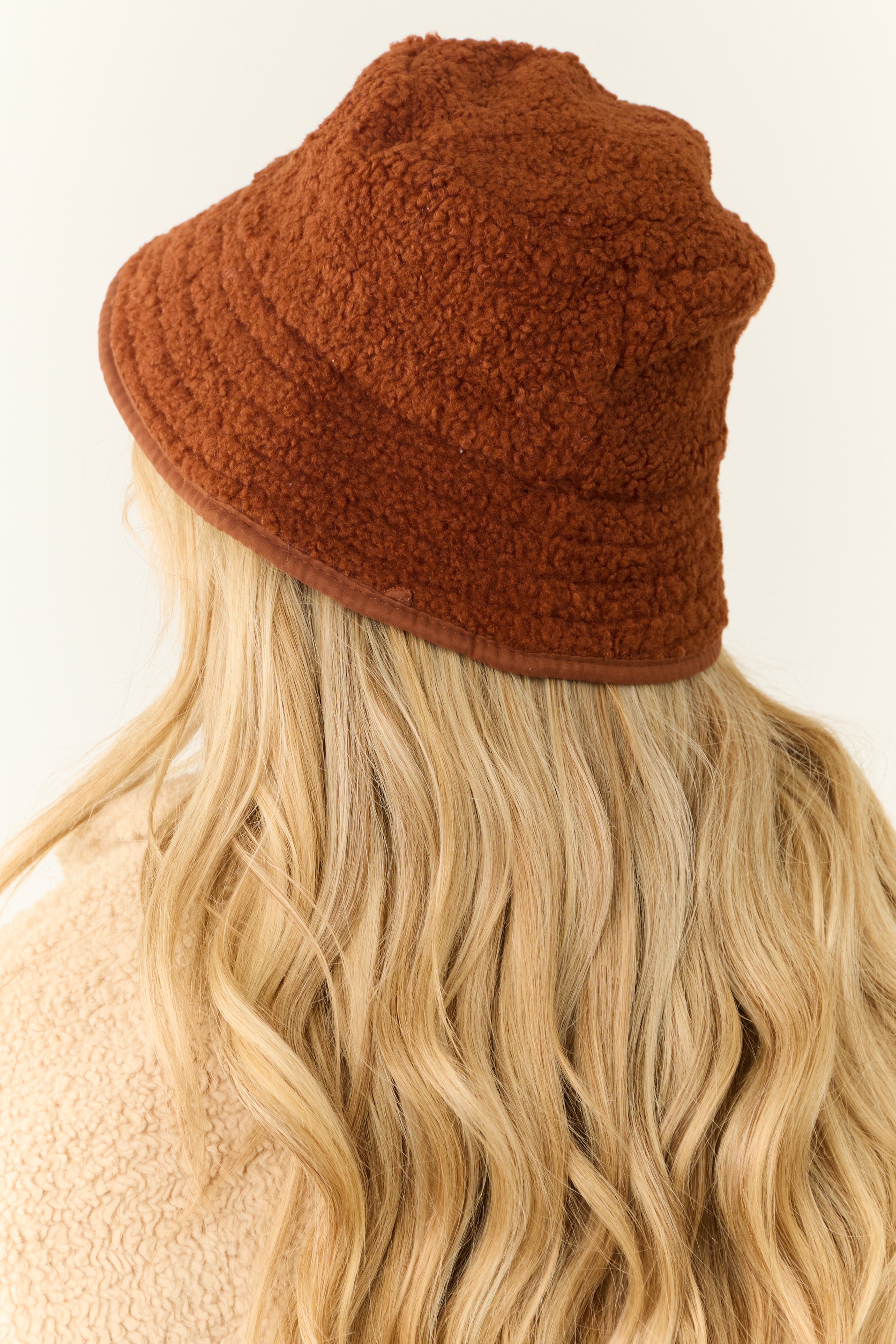 Cinnamon Sherpa Textured Bucket Hat