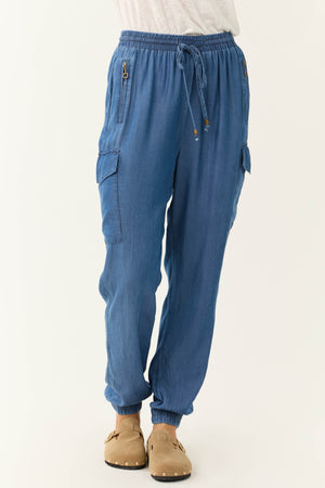 Cobalt Smocked Drawstring Waistband Joggers