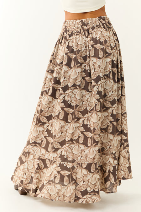 Cocoa Floral Print Front Slit Maxi Skirt