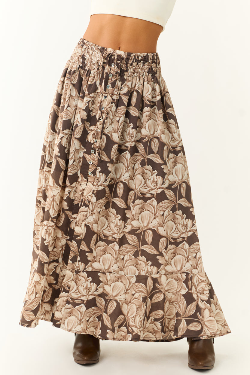 Cocoa Floral Print Front Slit Maxi Skirt