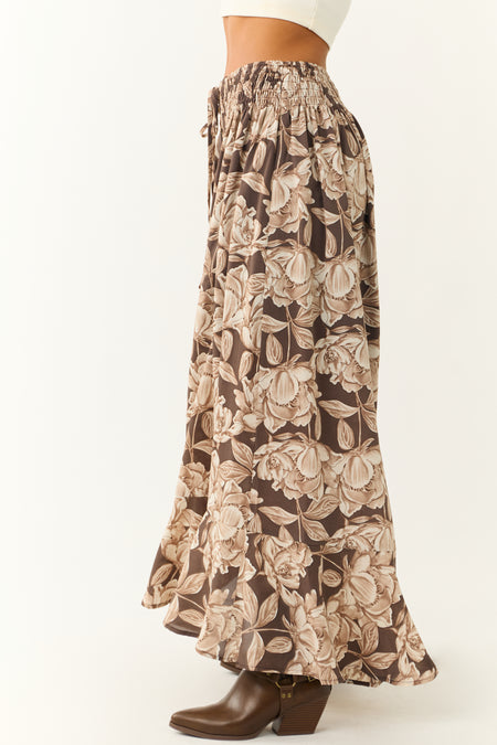 Cocoa Floral Print Front Slit Maxi Skirt