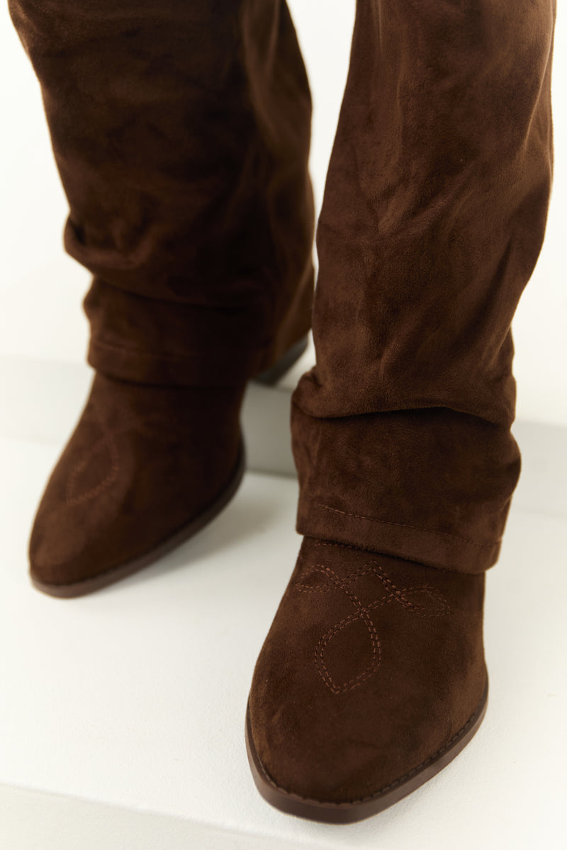 Cocoa Faux Suede Foldover Knee High Boots