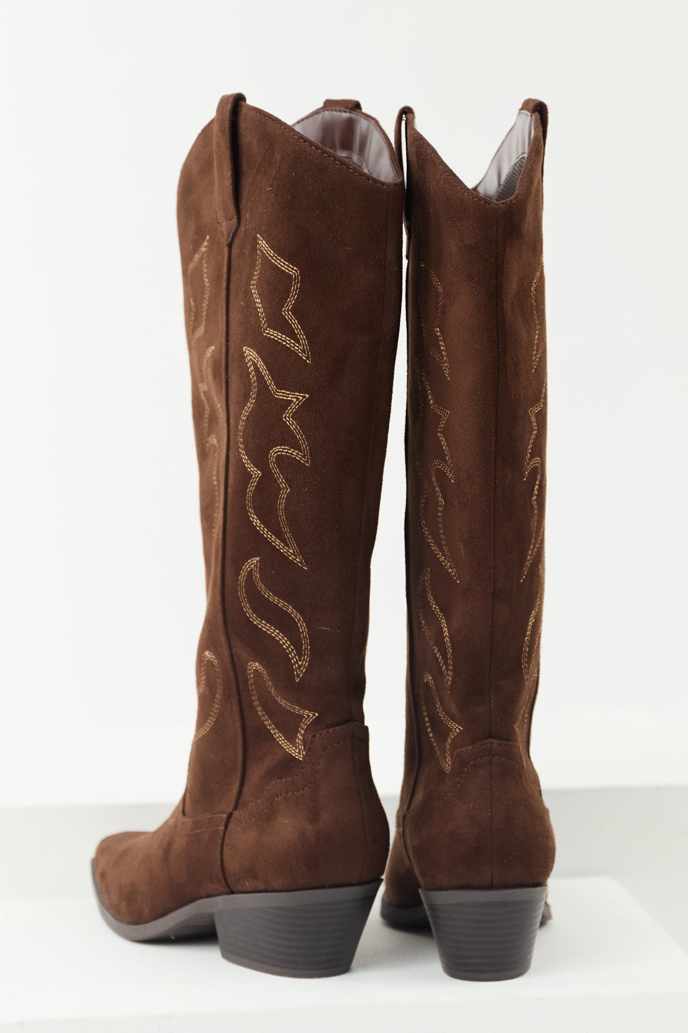 Cocoa Faux Suede Western Embroidered Boots