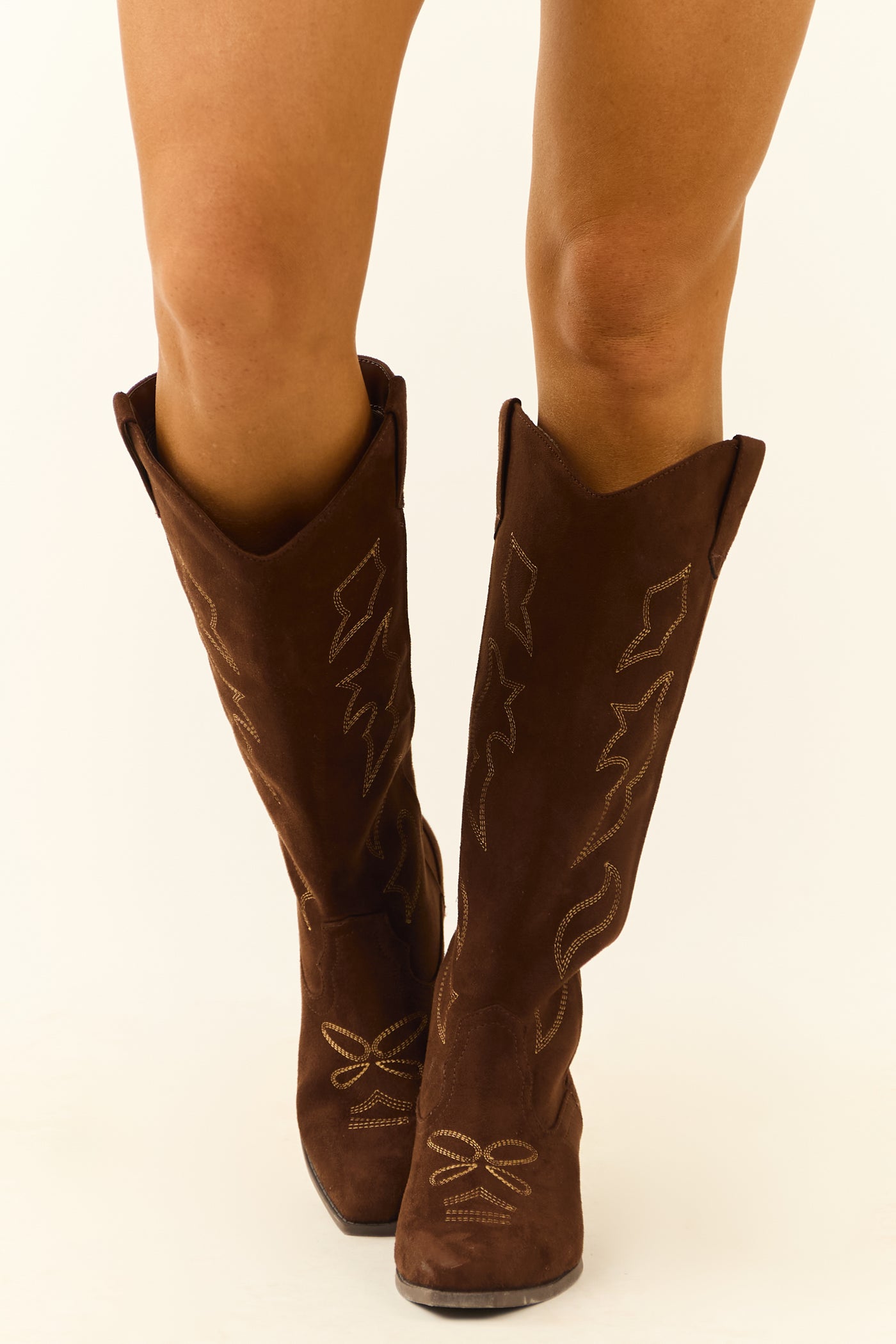 Cocoa Faux Suede Western Embroidered Boots