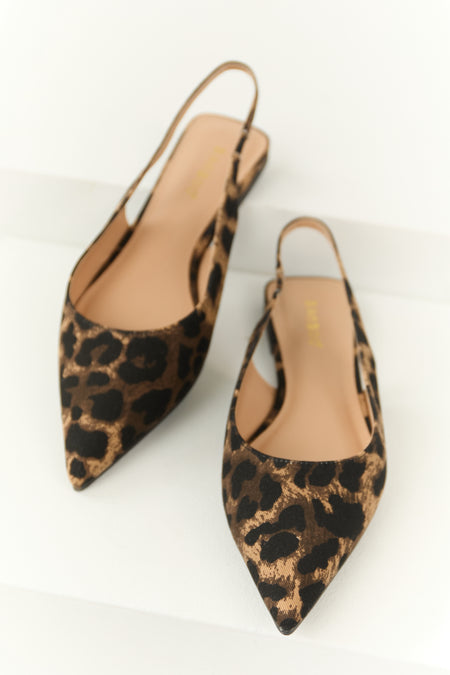 Cocoa Leopard Print Slingback Pointed Toe Flats