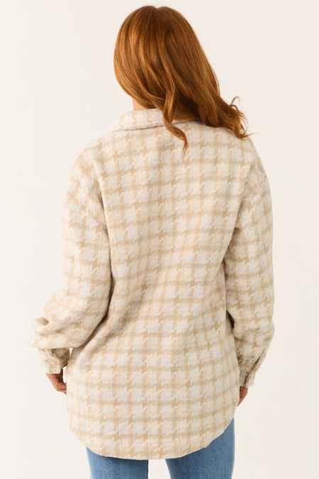 Coconut Houndstooth Brushed Thick Shacket