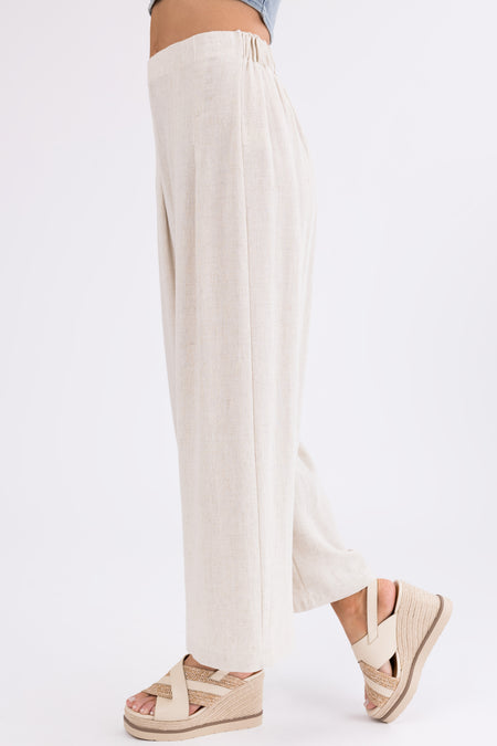 Coconut Pleated Cropped Palazzo Pants