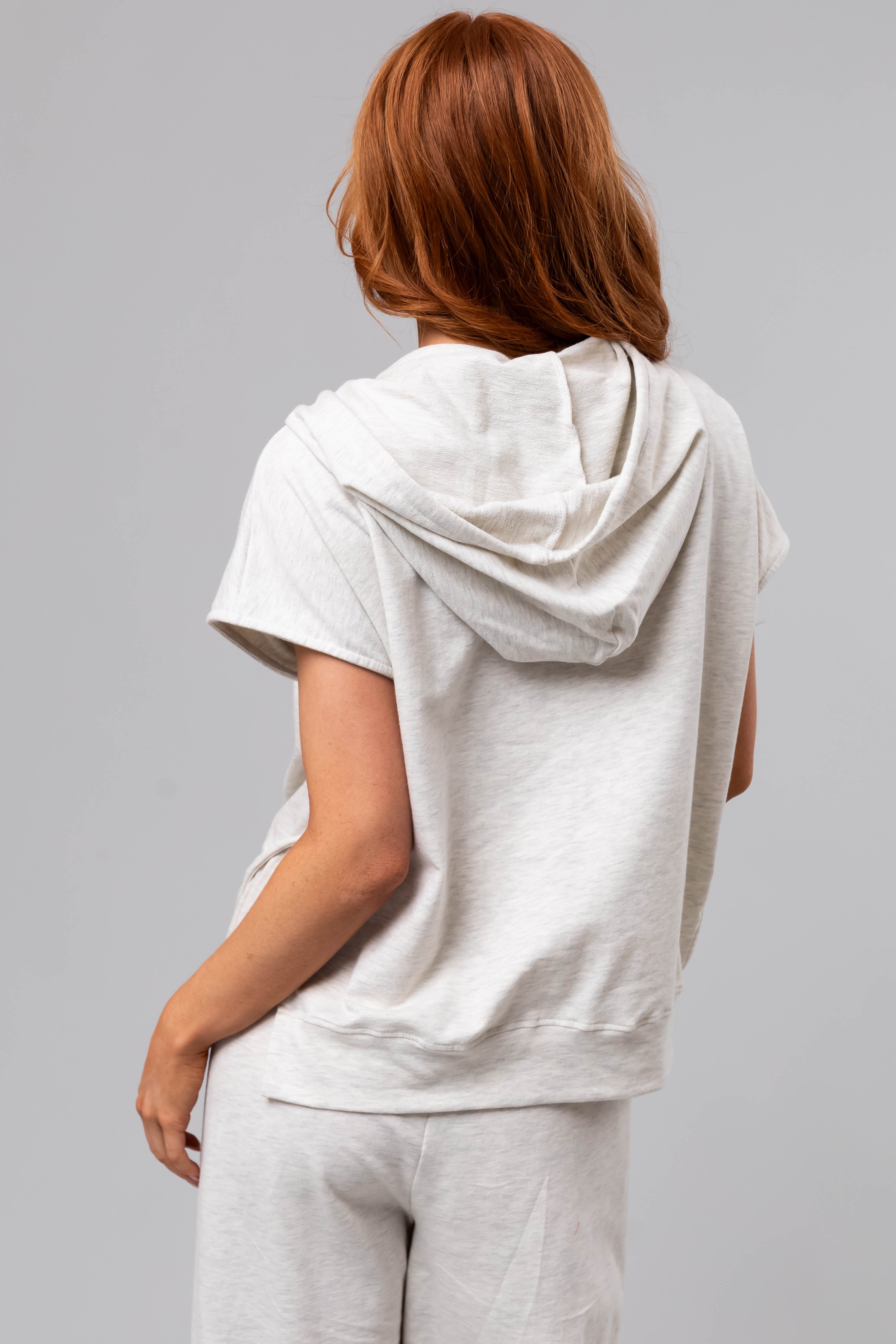 Coconut Short Sleeve Hooded Lounge Set