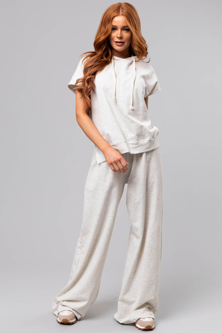 Coconut Short Sleeve Hooded Lounge Set