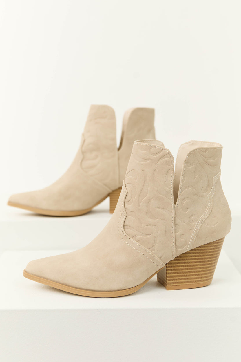 Coconut Pointed Toe Side Slit Western Booties