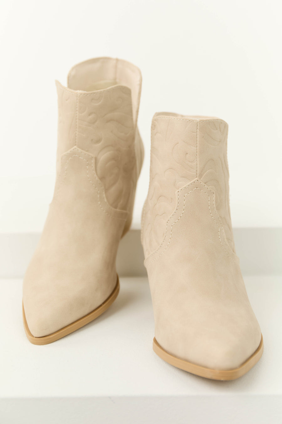 Coconut Pointed Toe Side Slit Western Booties