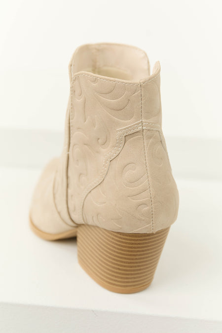 Coconut Pointed Toe Side Slit Western Booties