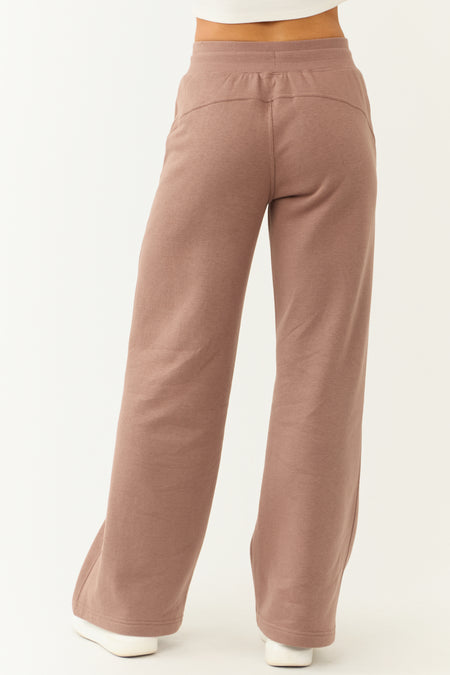 Coffee High Rise Wide Leg Sweatpants