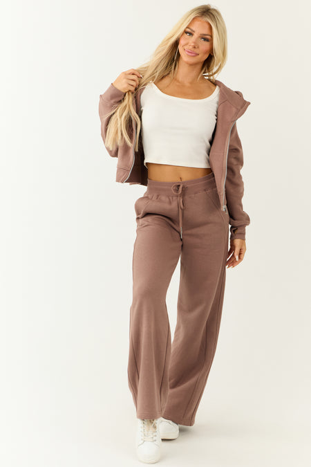 Coffee High Rise Wide Leg Sweatpants