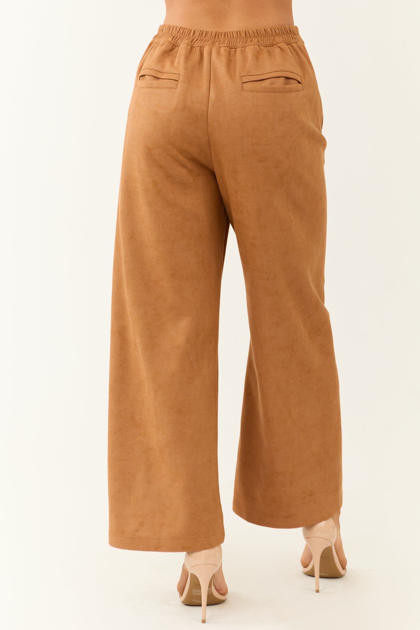 Copper Faux Suede Wide Leg Pants