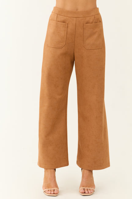 Copper Faux Suede Wide Leg Pants