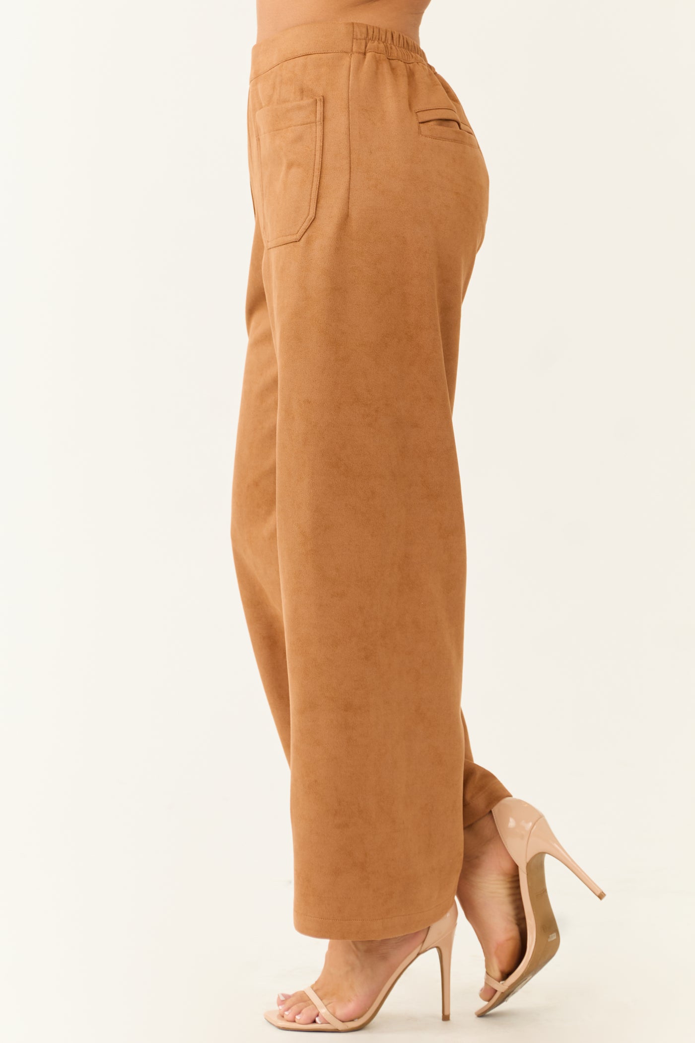 Copper Faux Suede Wide Leg Pants