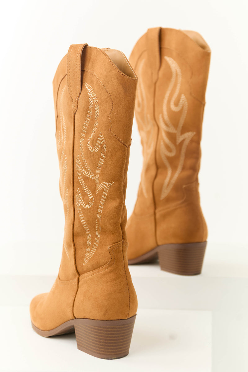 Copper Embroidered Western Style Boots