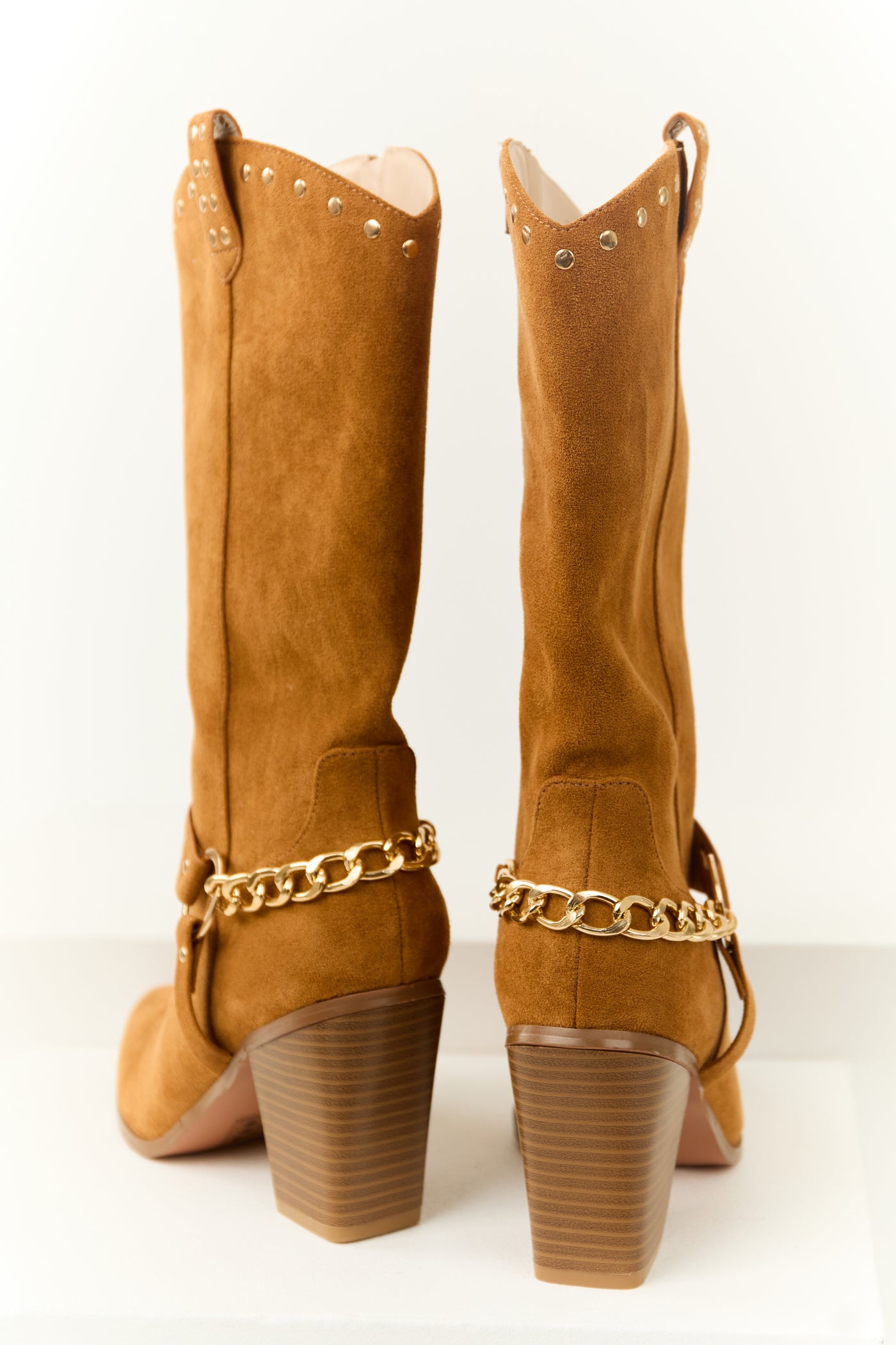 Copper Faux Suede Studded Boots