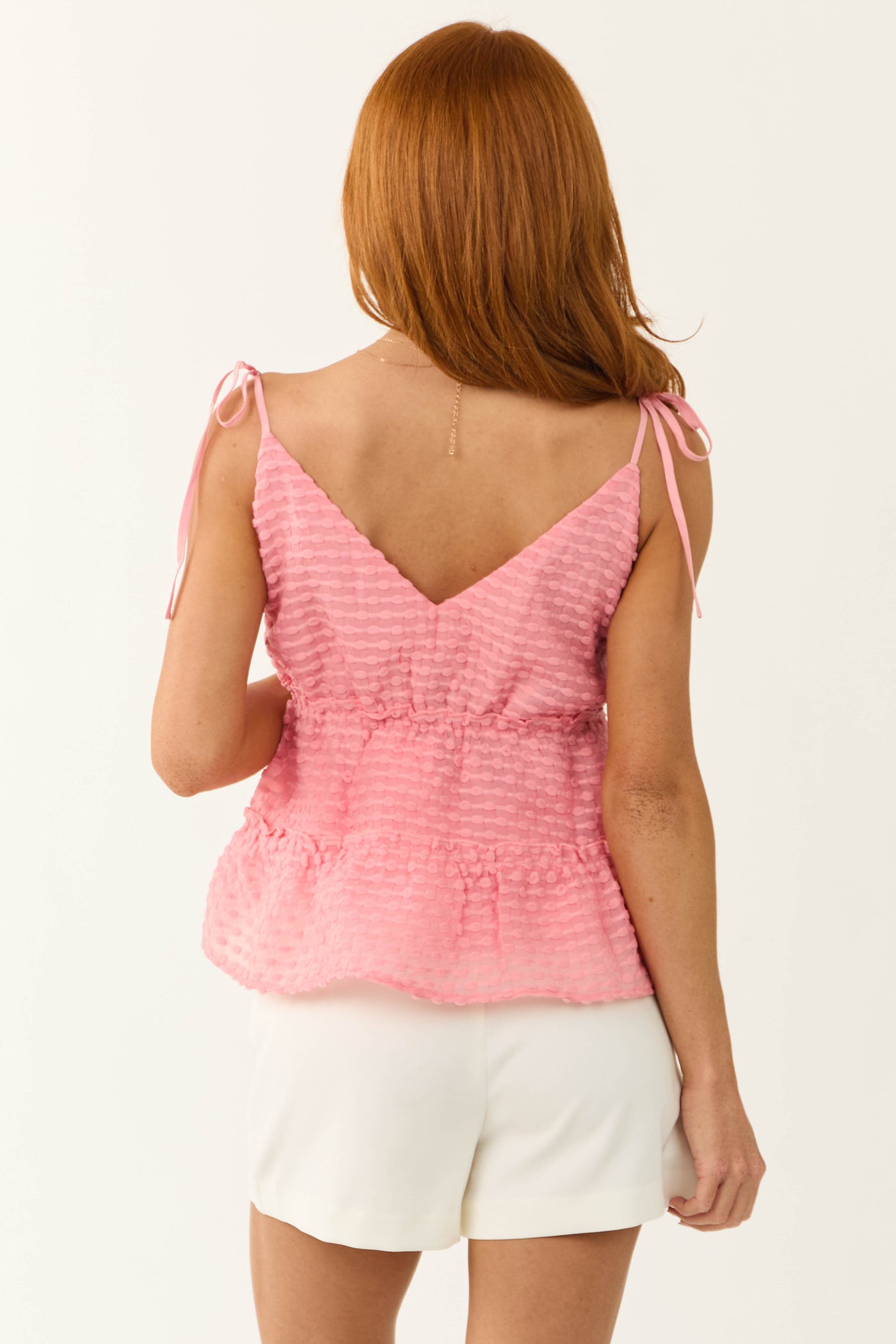 Coral Textured Ruffle Tiered Cami Blouse