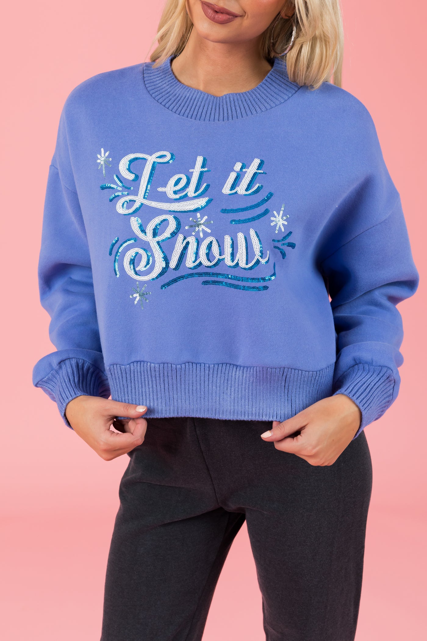 Cornflower 'Let it Snow' Sequin Graphic Sweater