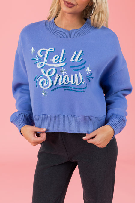 Cornflower 'Let it Snow' Sequin Graphic Sweater