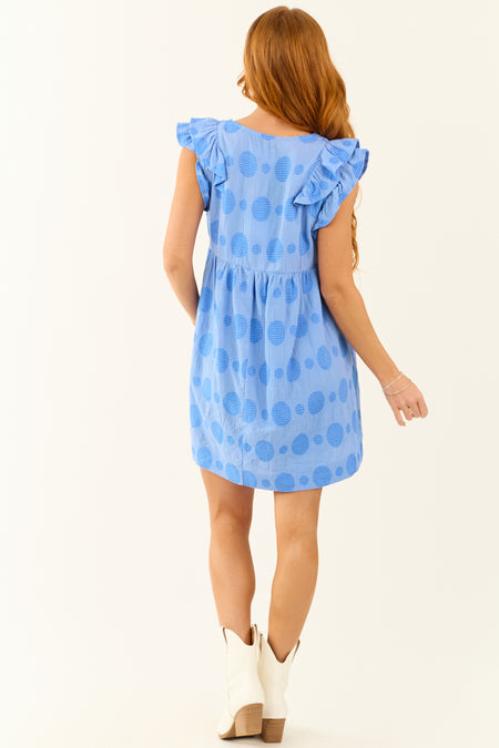 Cornflower Swiss Dot Jacquard Short Dress