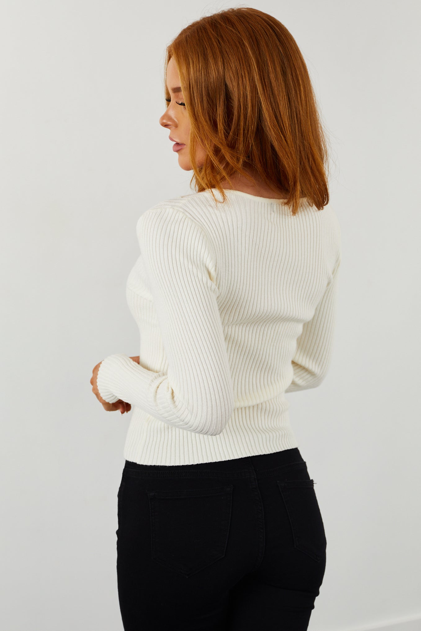 Cream fitted sweater best sale