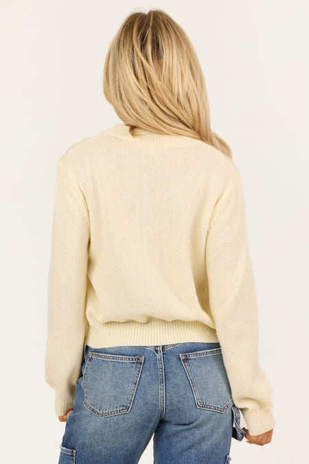 Cream 'Hello Love' Long Sleeve Knit Sweater