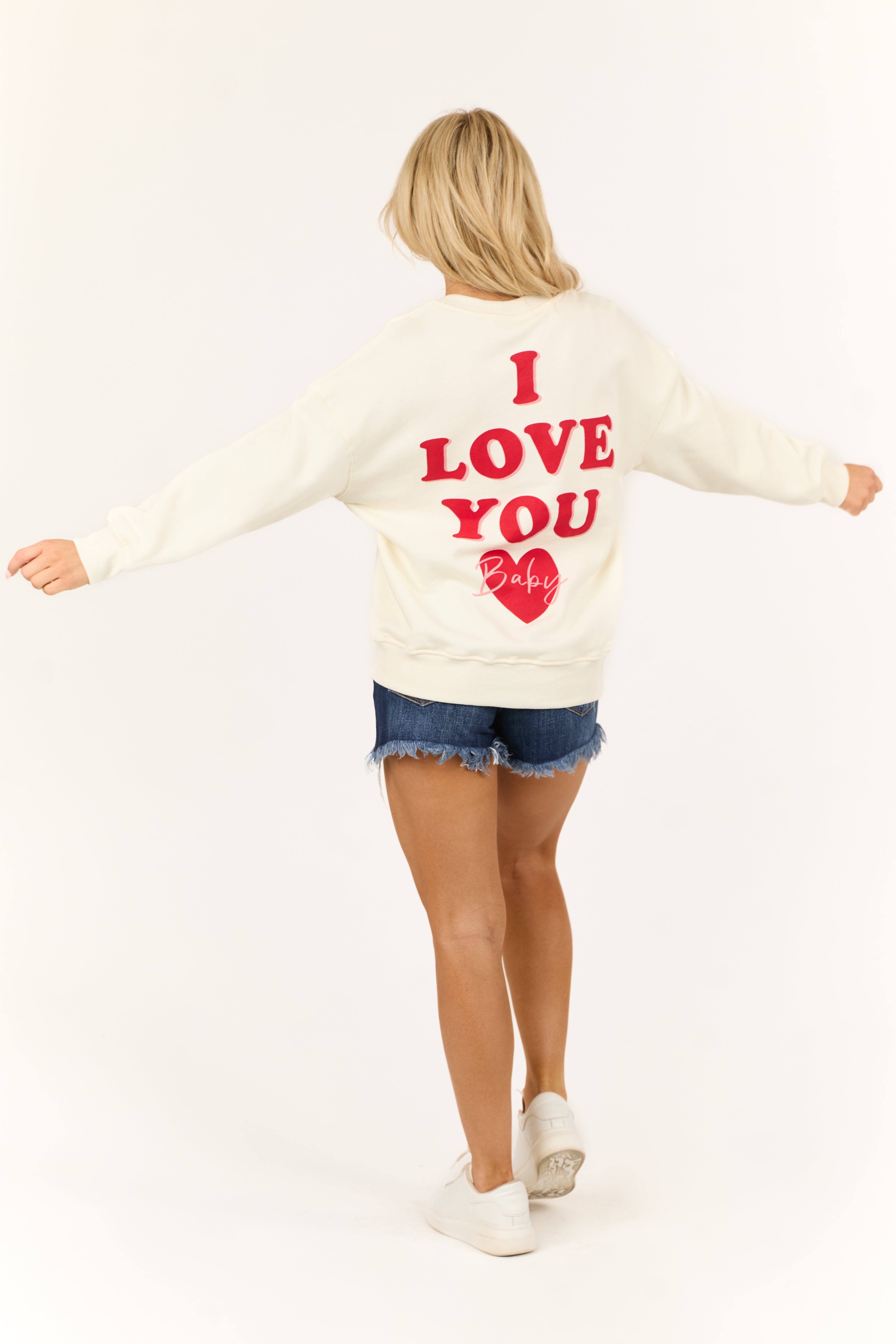 Cream 'I Love You Baby' Long Sleeve Sweatshirt