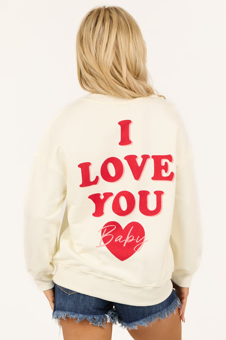 Cream 'I Love You Baby' Long Sleeve Sweatshirt