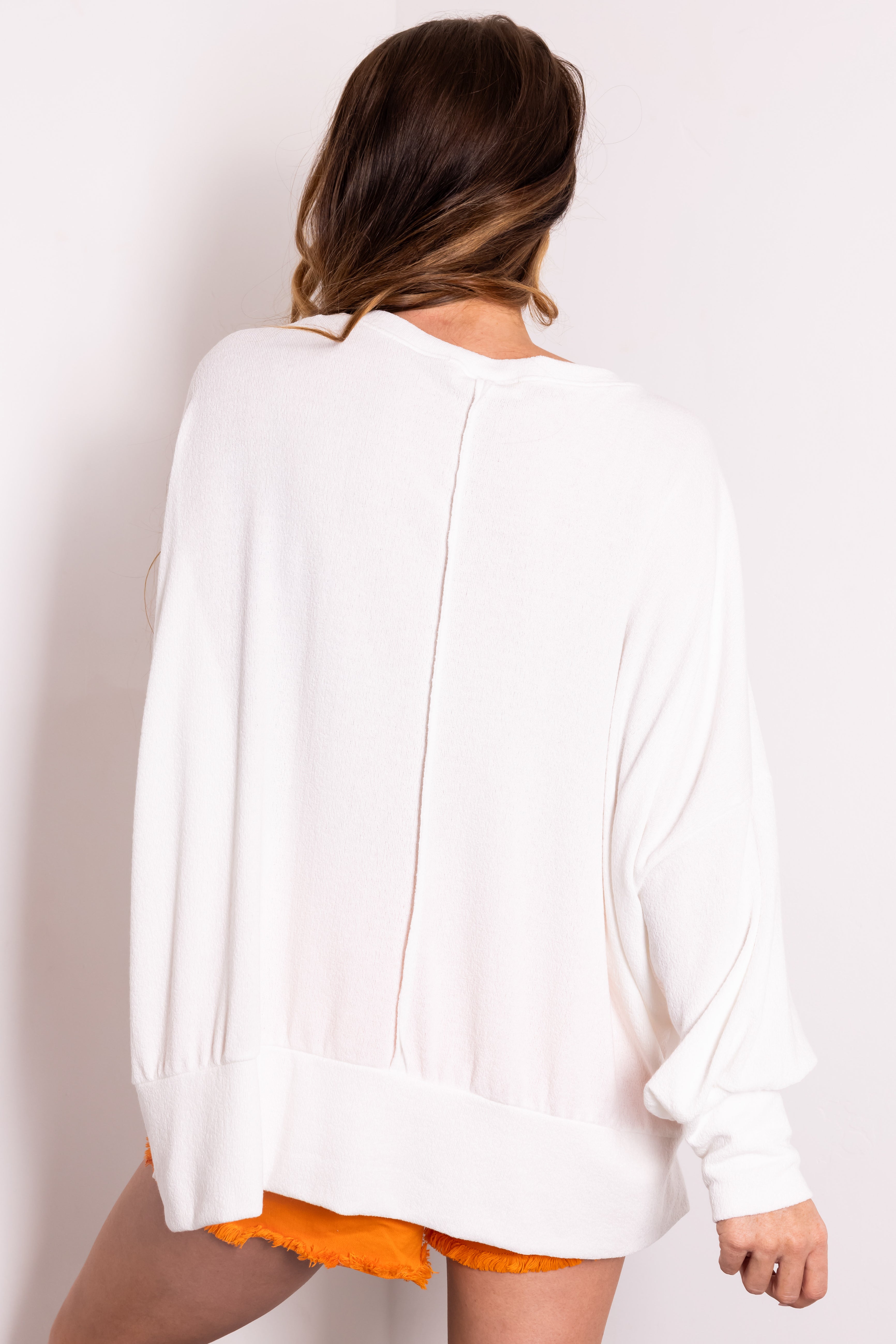 Cream Long Sleeve Oversized Top