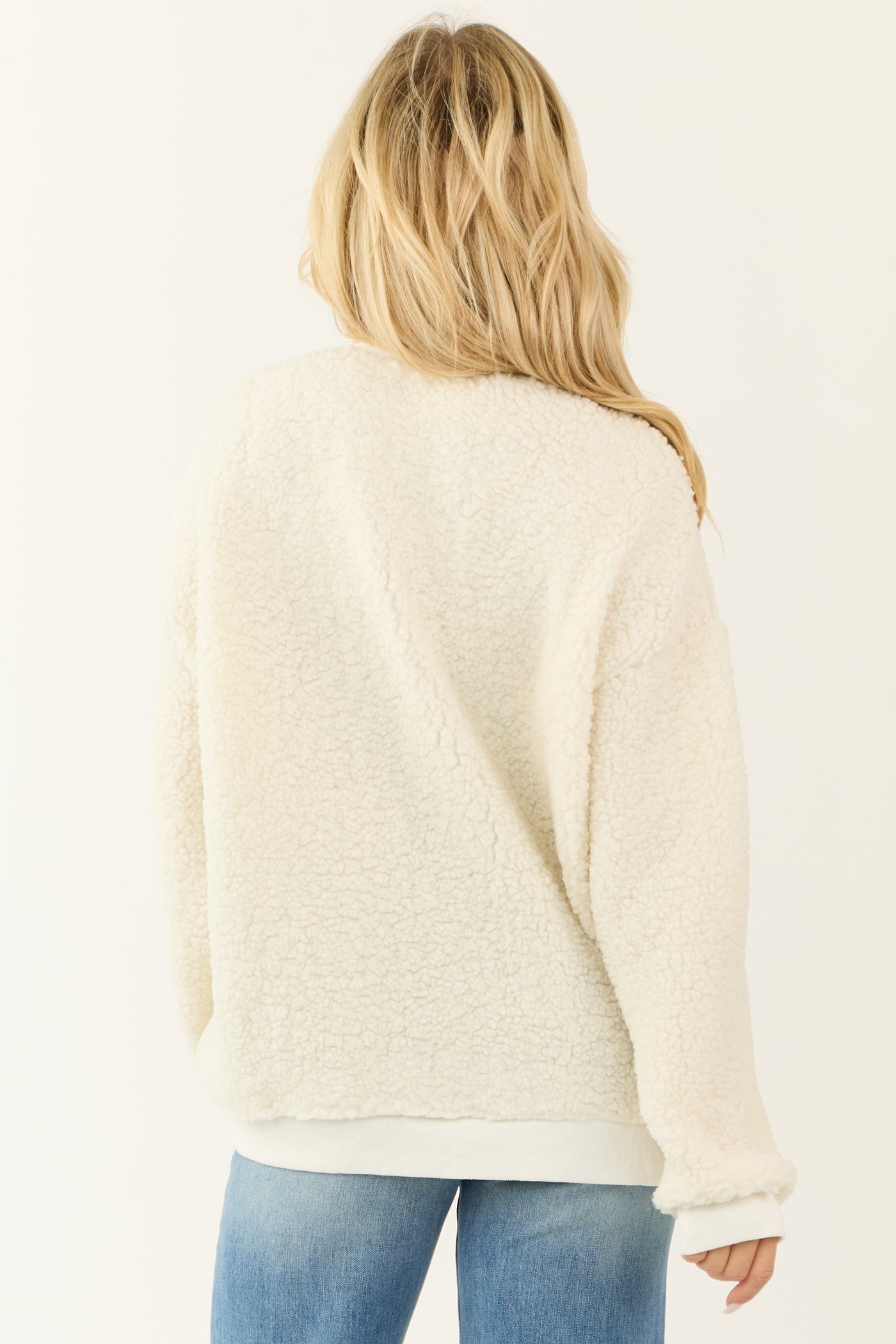 Cream 'Merry & Bright' Soft Sherpa Pullover Top